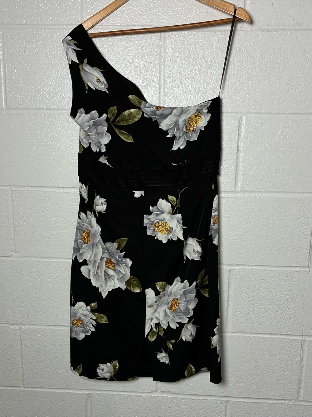 Lulus Save Me a Dance floral one shoulder black dress - Picture 6 of 8